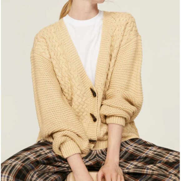 Small - PAMELA LOVE - Oversized Beige Soft Cardigan Rent the Runway $275 msrp - Picture 4 of 12